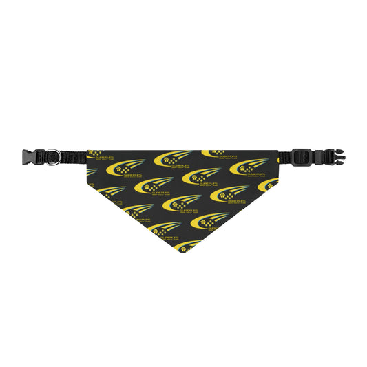 Clip-On Pet Bandana — Yellow & Black Racing Paw Print Pattern