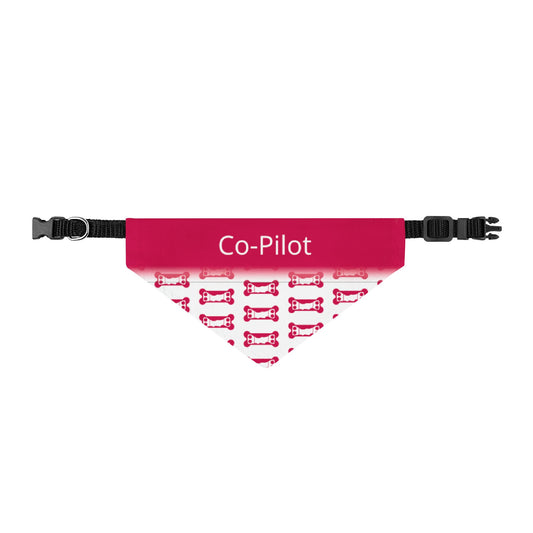 Co-Pilot Clip-on Pet Bandana — Pink Travel Airplane Design for Dogs & Cats