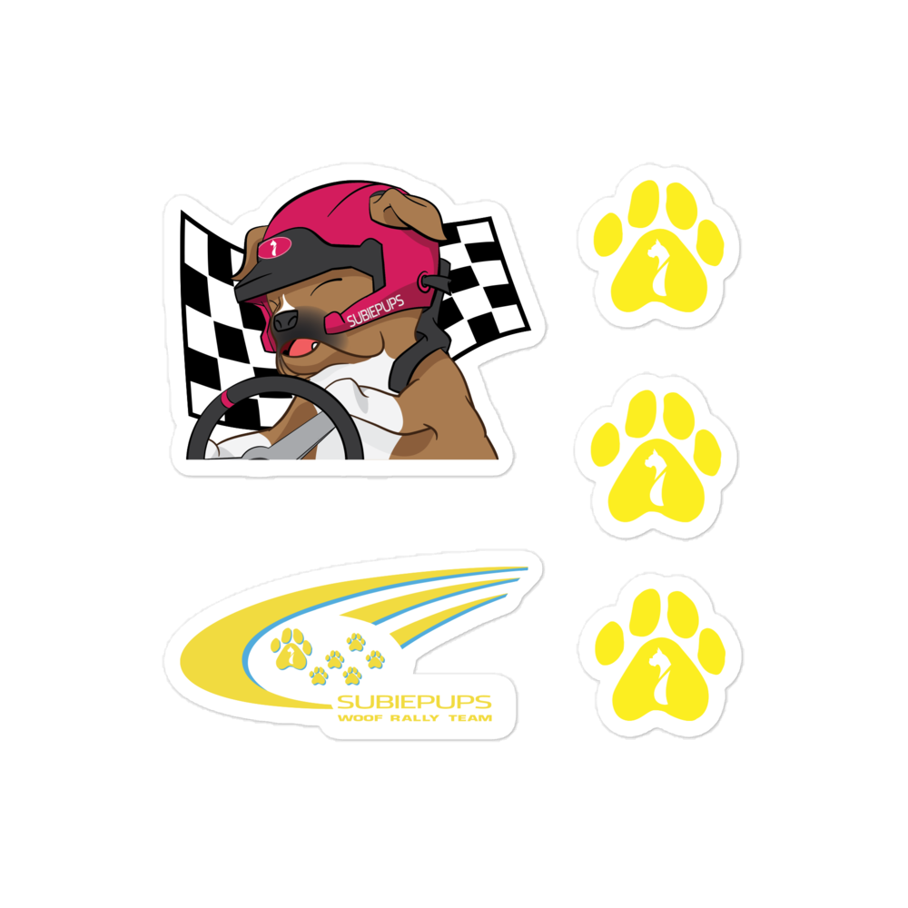 Woof Rally Team Decal Sheet - 5 Vinyl Decals/Sheet